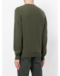 Мужской оливковый свитер с круглым вырезом от Tomas Maier