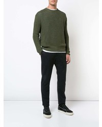 Мужской оливковый свитер с круглым вырезом от Yang Li