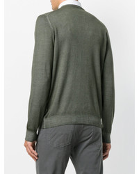 Мужской оливковый свитер с круглым вырезом от Fay