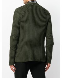 Мужской оливковый свитер с круглым вырезом от Neil Barrett