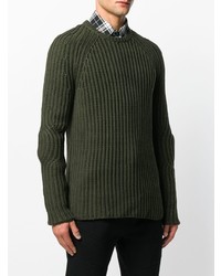 Мужской оливковый свитер с круглым вырезом от Neil Barrett
