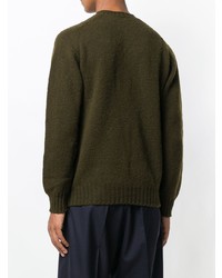 Мужской оливковый свитер с круглым вырезом от E. Tautz