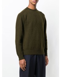 Мужской оливковый свитер с круглым вырезом от E. Tautz