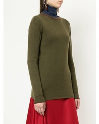 Женский оливковый свитер с круглым вырезом от Marni
