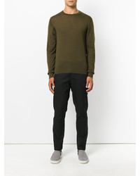 Мужской оливковый свитер с круглым вырезом от Lanvin