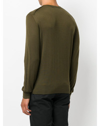 Мужской оливковый свитер с круглым вырезом от Lanvin