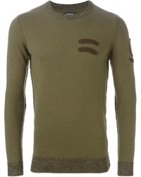 Мужской оливковый свитер с круглым вырезом от Diesel
