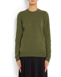 Женский оливковый свитер с круглым вырезом от Givenchy