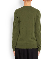 Женский оливковый свитер с круглым вырезом от Givenchy