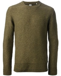 Мужской оливковый свитер с круглым вырезом от Edwin
