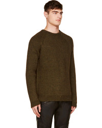 Мужской оливковый свитер с круглым вырезом от BLK DNM