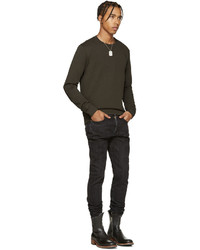 Мужской оливковый свитер с круглым вырезом от Maison Margiela