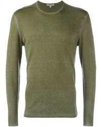 Мужской оливковый свитер с круглым вырезом от John Varvatos