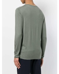 Мужской оливковый свитер с круглым вырезом от Laneus