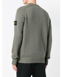 Мужской оливковый свитер с круглым вырезом от Stone Island