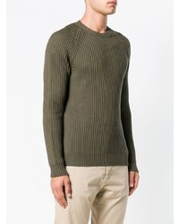Мужской оливковый свитер с круглым вырезом от Roberto Collina