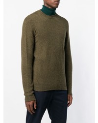 Мужской оливковый свитер с круглым вырезом от Roberto Collina