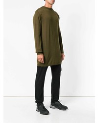 Мужской оливковый свитер с круглым вырезом от Rick Owens