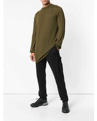 Мужской оливковый свитер с круглым вырезом от Rick Owens