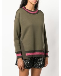 Женский оливковый свитер с круглым вырезом от Moncler
