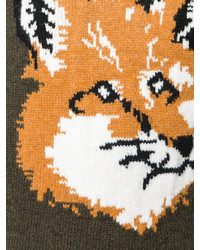 Женский оливковый свитер с круглым вырезом от MAISON KITSUNE