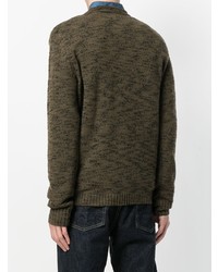 Мужской оливковый свитер с круглым вырезом от CP Company