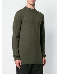 Мужской оливковый свитер с круглым вырезом от Rick Owens