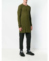 Мужской оливковый свитер с круглым вырезом от Rick Owens
