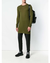 Мужской оливковый свитер с круглым вырезом от Rick Owens