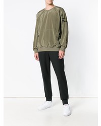 Мужской оливковый свитер с круглым вырезом от Stone Island