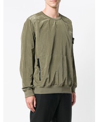 Мужской оливковый свитер с круглым вырезом от Stone Island