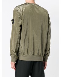 Мужской оливковый свитер с круглым вырезом от Stone Island