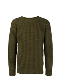 Мужской оливковый свитер с круглым вырезом от Officine Generale