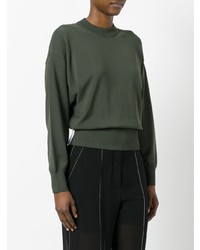 Женский оливковый свитер с круглым вырезом от DKNY