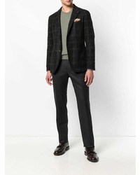 Мужской оливковый свитер с круглым вырезом от Barba