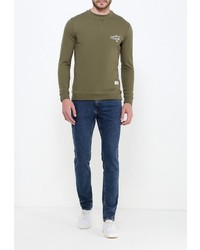 Мужской оливковый свитер с круглым вырезом от Piazza Italia