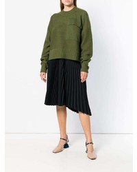 Женский оливковый свитер с круглым вырезом от Jil Sander Navy