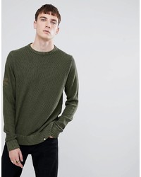 Мужской оливковый свитер с круглым вырезом от Pretty Green