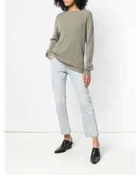 Женский оливковый свитер с круглым вырезом от Cristaseya