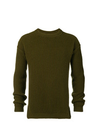 Мужской оливковый свитер с круглым вырезом от Rick Owens