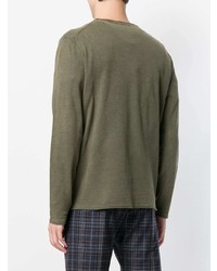 Мужской оливковый свитер с круглым вырезом от Altea