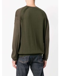 Мужской оливковый свитер с круглым вырезом от Moncler