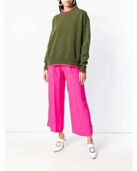 Женский оливковый свитер с круглым вырезом от Marni