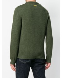 Мужской оливковый свитер с круглым вырезом от Loewe