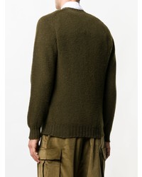 Мужской оливковый свитер с круглым вырезом от E. Tautz