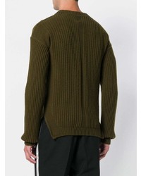 Мужской оливковый свитер с круглым вырезом от Rick Owens