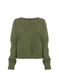 Женский оливковый свитер с круглым вырезом от Unravel Project
