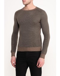 Мужской оливковый свитер с круглым вырезом от Y.Two