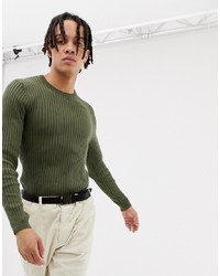 Мужской оливковый свитер с круглым вырезом от YOURTURN