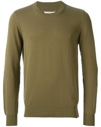 Мужской оливковый свитер с круглым вырезом